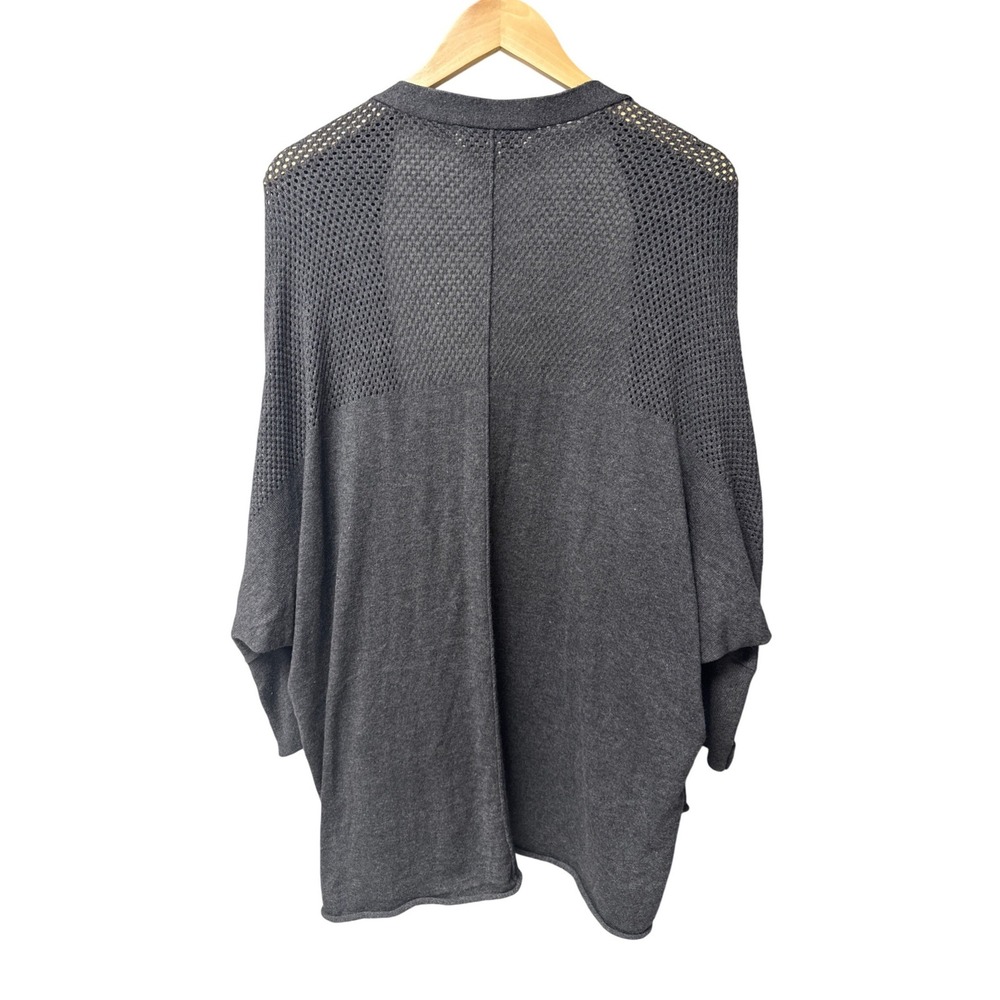 Democracy Angora Open-Front Knit Cardigan Womens Large Charcoal Cozy Minimalist - Picture 2 of 7